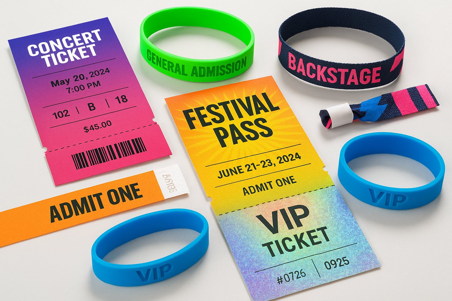 custom printed event tickets and wristbands