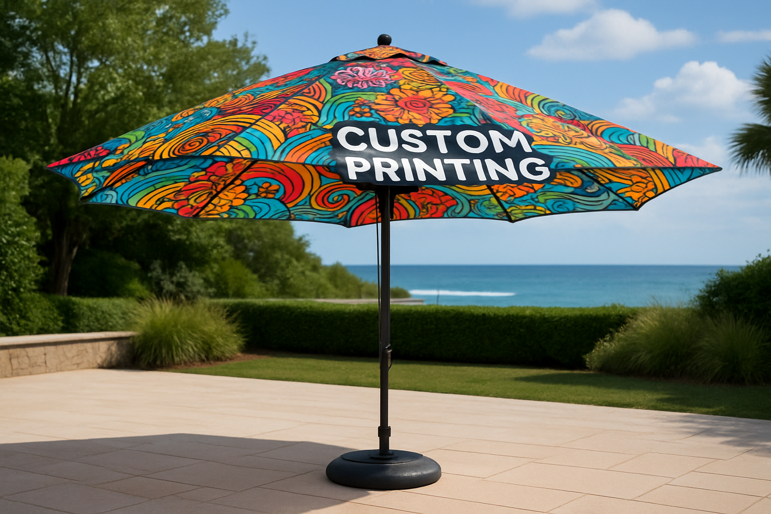 custom printed large outdoor umbrella